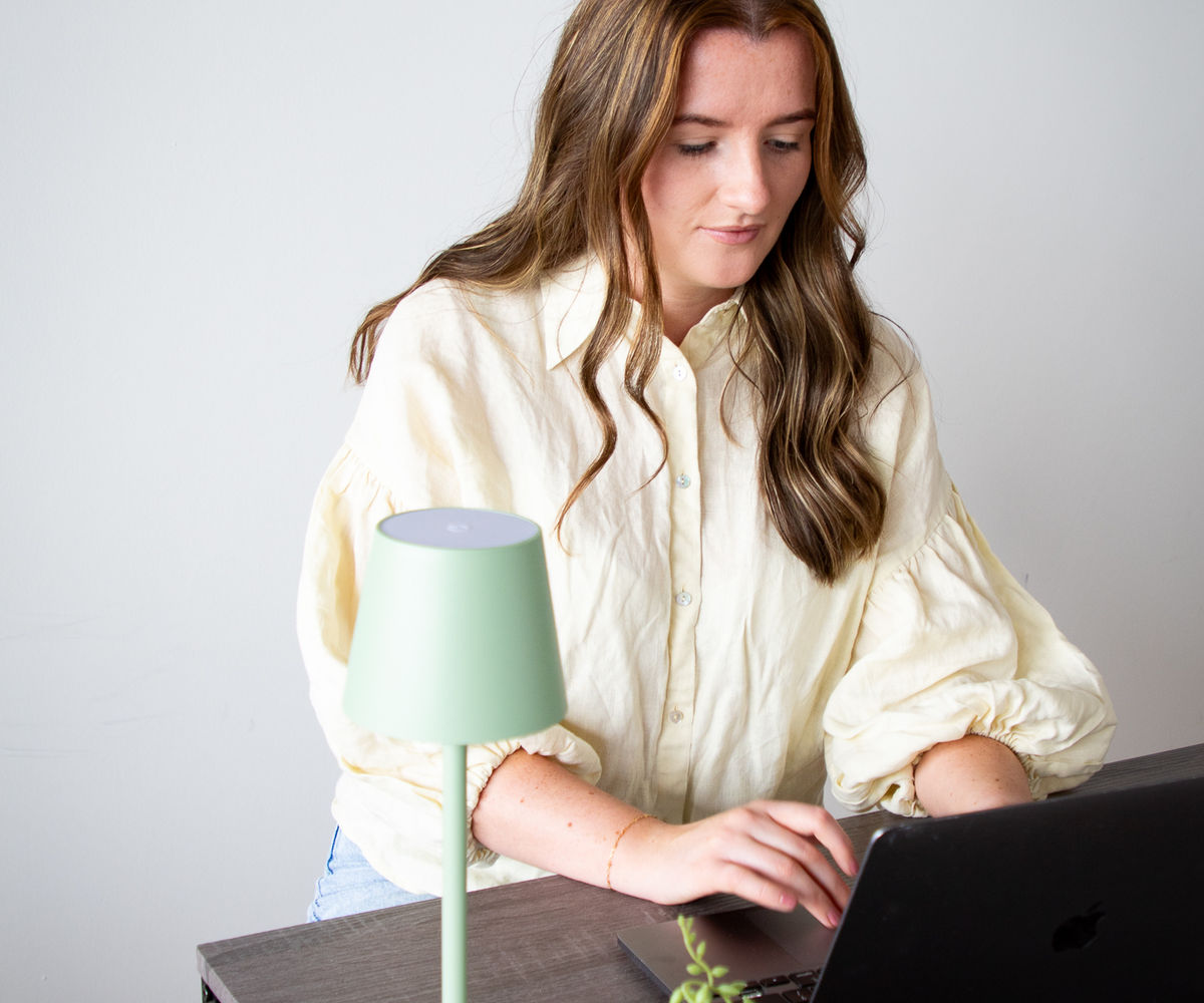 Bex working on a client's social media sales system